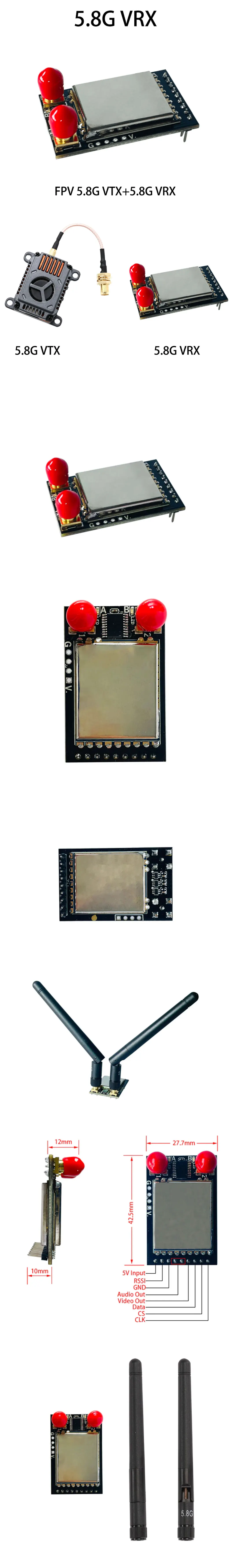 4,9 G VRX-Empfänger 5,4 G 5,9 G VRX-Videobrille Spezieller Dual-Antennen-Empfänger 4,9–5,9 G FPV-Empfänger – Detail 1