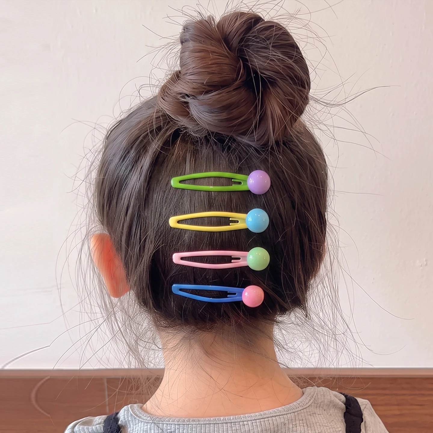 New 5pcs/set Candy Color Heart Flower Ball Snap Hair Clips 2026 Korean Macaron Alloy Hairpins For Women Girls Kids Toddler  Gift view 6
