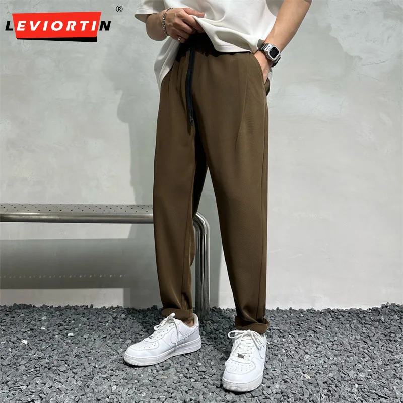 

Solid Color Suit Pants For Men Business Society Dress Versatile Harlan Pants Male Ice Silk Anti Wrinkle Korean Straight Trousers