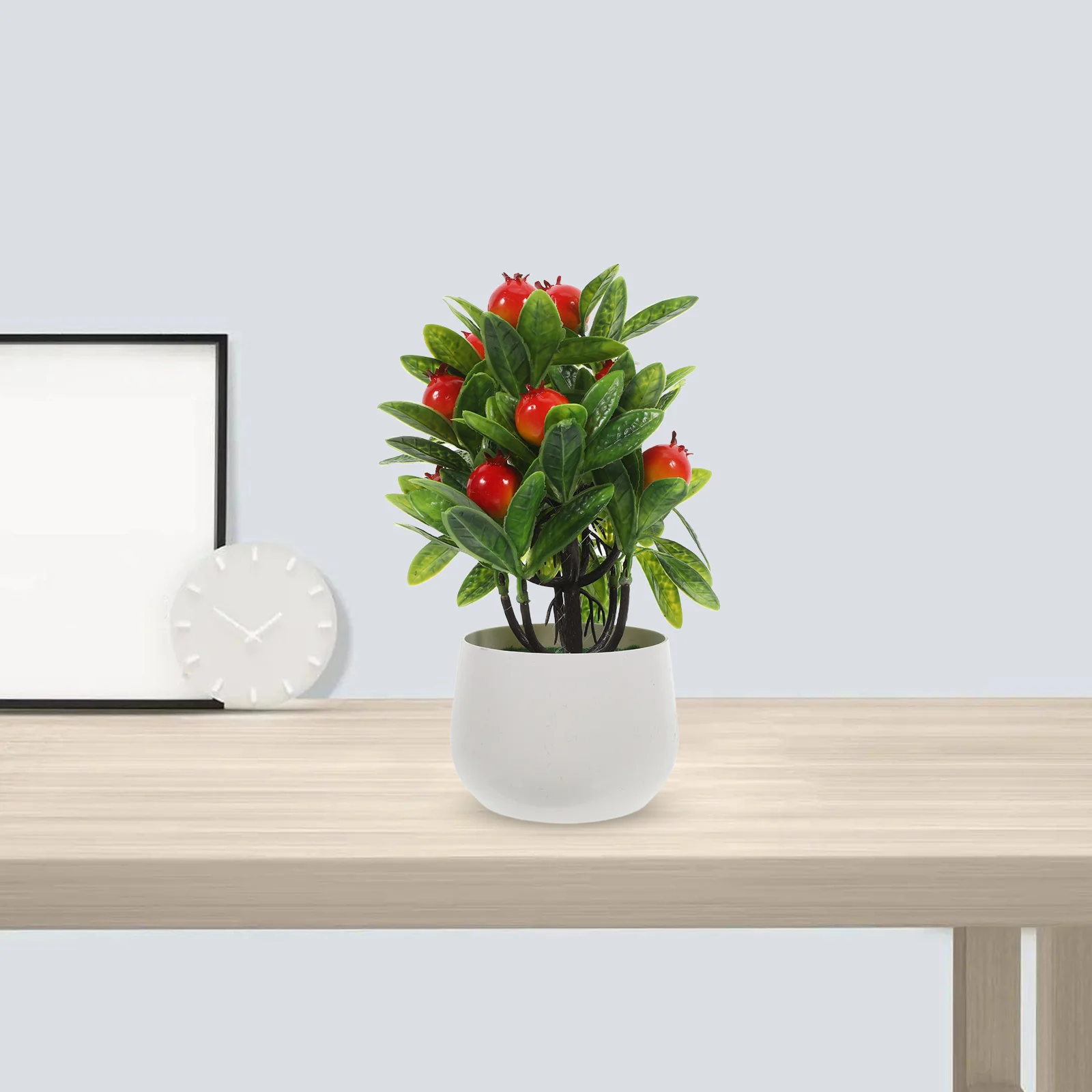 

Small Artificial Pomegranate Tree Fake Fruit Bonsai Faux Potted Plant Decoration Realistic Desktop Home Decor Fake Fruit Tree