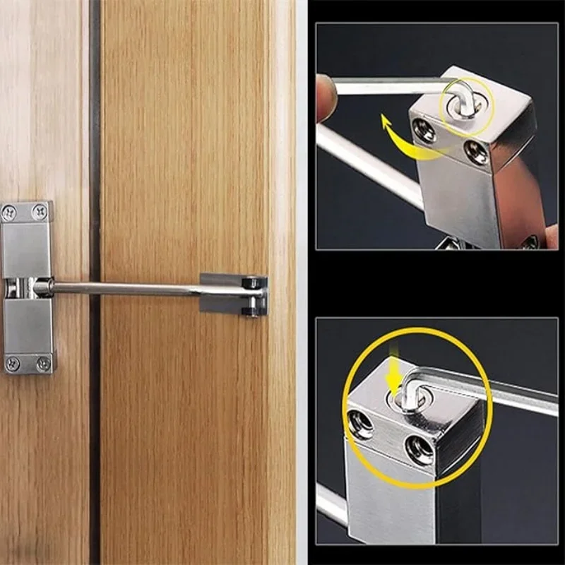 All Black/Silver Square Automatic Door Closer Spring Door Closing Device Force Adjustable Convert Hinged Doors to Self-Closing
