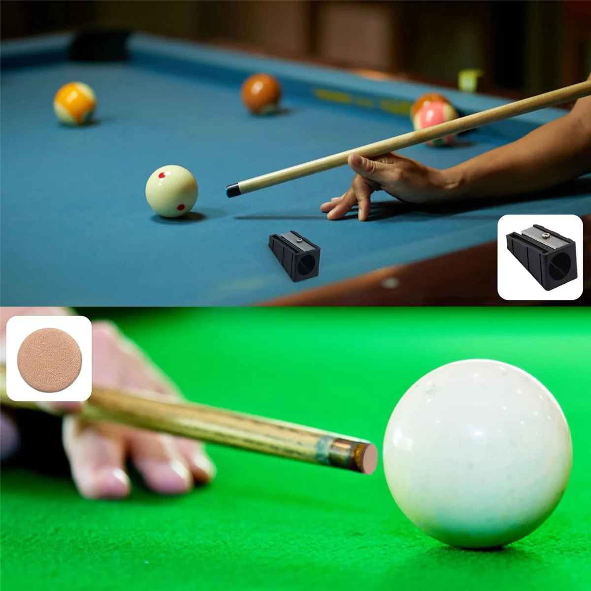 Reparatur satz für Billard-Queues, 2 Queue-Klemmen, 10 Queue-Spitzen, 2 Pool-Ball-Shaper, 2 Queue-Tipps Trimmer Billard-Queues Reparatur teil