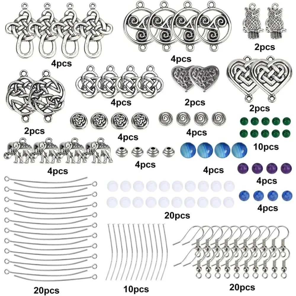 1 Box DIY Make 10 Pairs Trinity Earring Making Kit Celtic Knot Link Charms Heart Connector Pendants Jewelry Beads Findings for