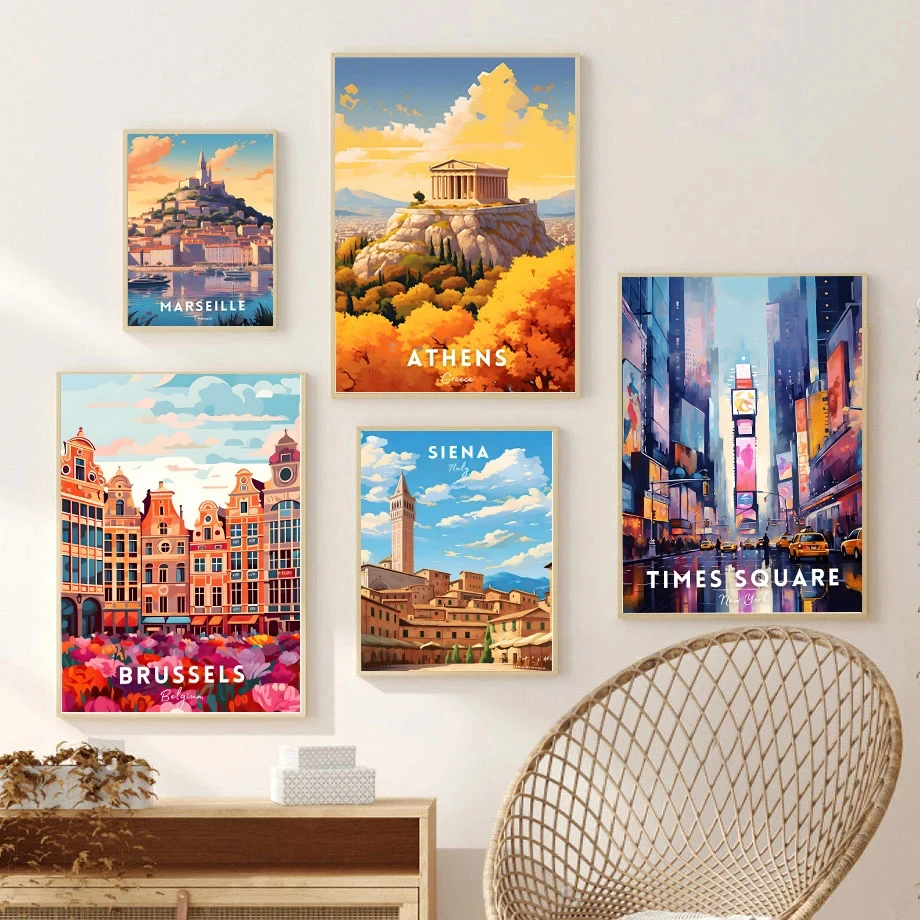 Vienna New York Australia Athens Coastal City Urban Architecture Fashion Wall Art Canvas Painting Nordic Poster Room Decor