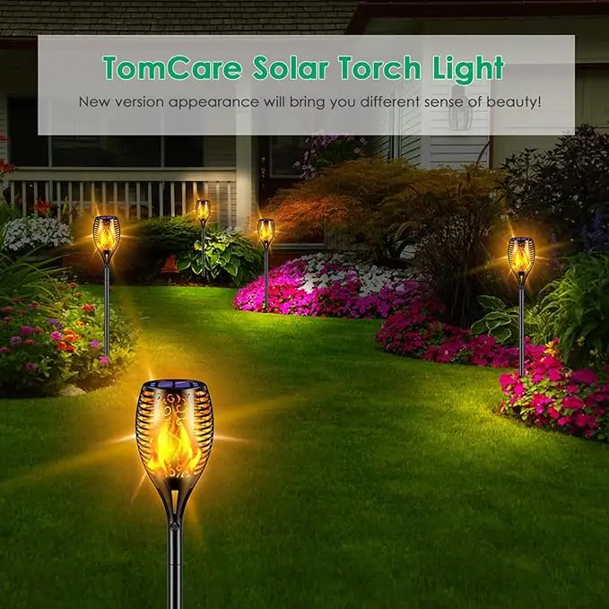 12/33/96 LED Solar Flame Light Simulation Ground Plug Light Outdoor Courtyard Garden Waterproof Decorative Landscape Light