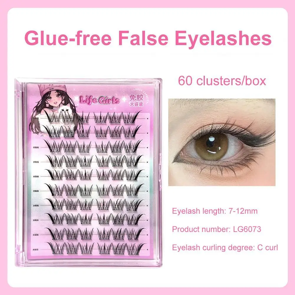 Clusters Eyelash Glue-Free Lash Self-adhesive Lash Grafting Fox-style Oblique Flying False Eyelashes Women Makeup Products 2026