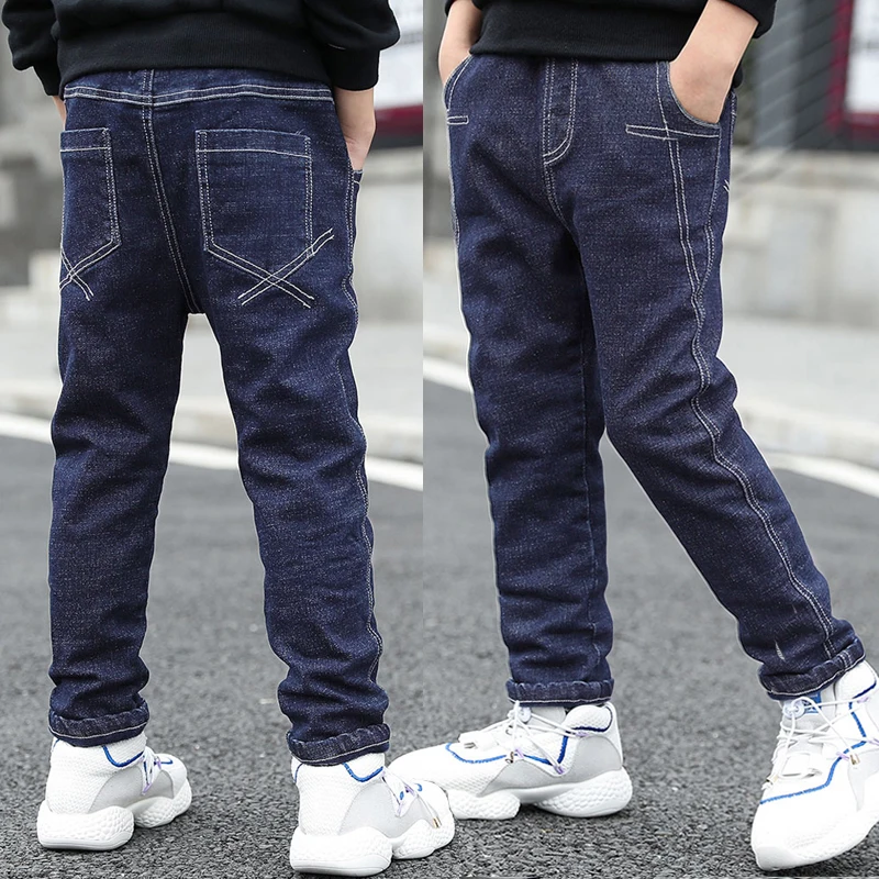 IENENS Teen Slim Jeans Solid Color Trousers Boys Denim Long Pants Fashion Kids Boy Jean Children Clothes For 4-11 Years