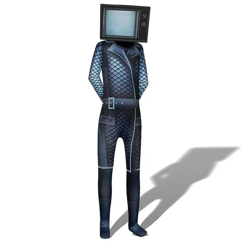 72th Anime Skibidi Toilet Cosplay Audio Camera Tv Man Costume Jumpsuit Mask Full Set Halloween Party Men A