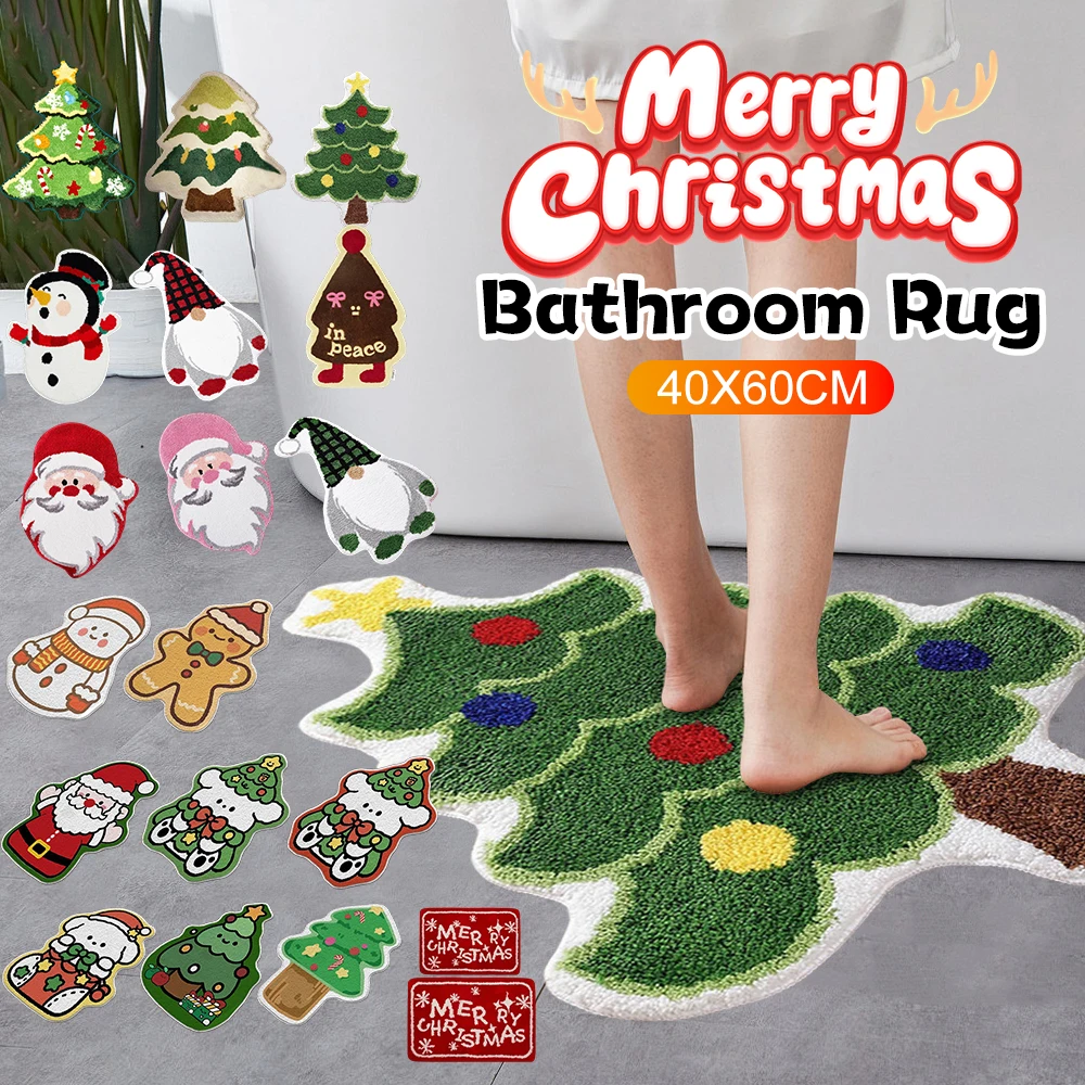 

Милый коврик для ванной, нескользящие рождественские коврики для ванной комнаты, впитывающий моющийся коврик для душа, кухонный коврик, рождественские украшения, товары для дома