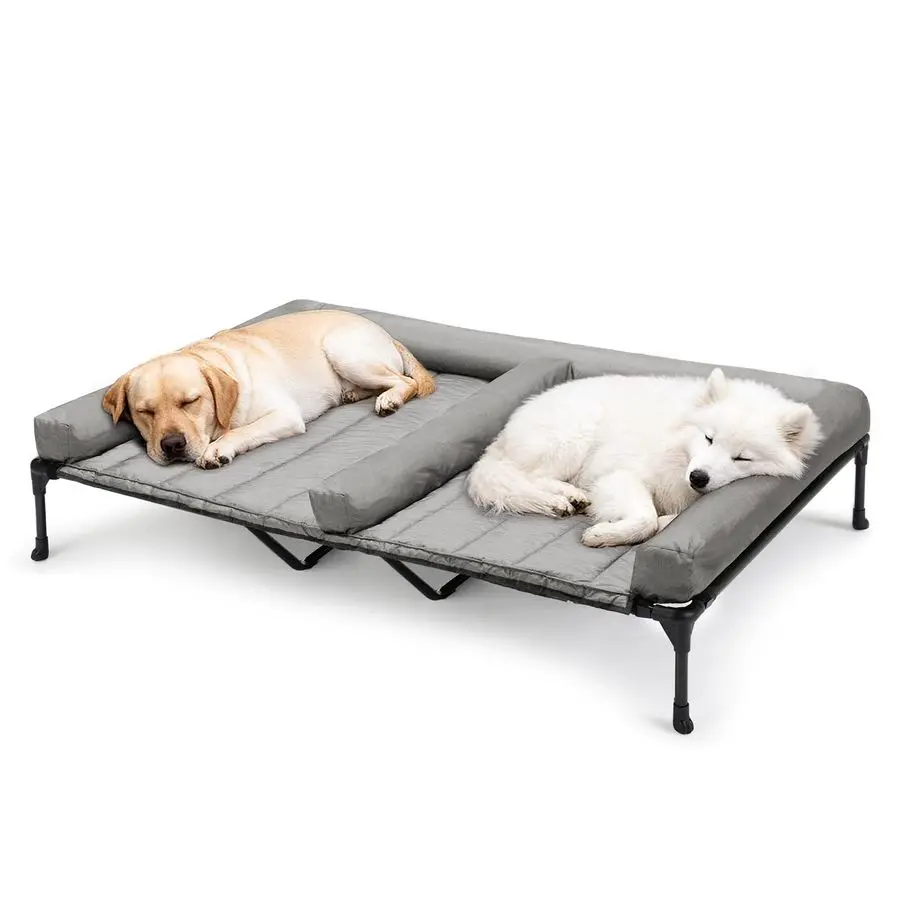 

Cooling Raised Dog Beds Waterproof Double Dog Bed Cushion for Two Medium Dogs, Elevated Pet Cot with Removable Bolster Mat, Bre