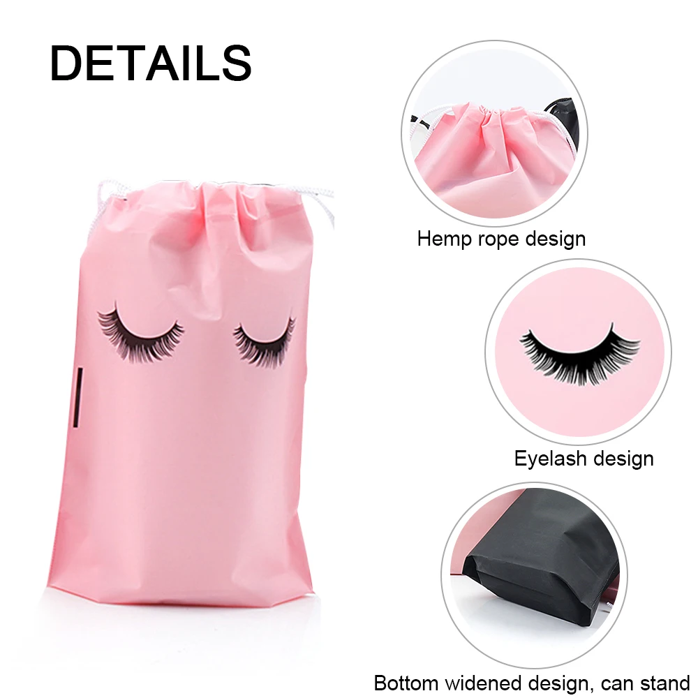 20/50PCS Eyelash Extension Drawstring Bag Reusable Plastic Aftercare Bags Lashes Lipstick Travel Pouch Makeup Tools Wholesale