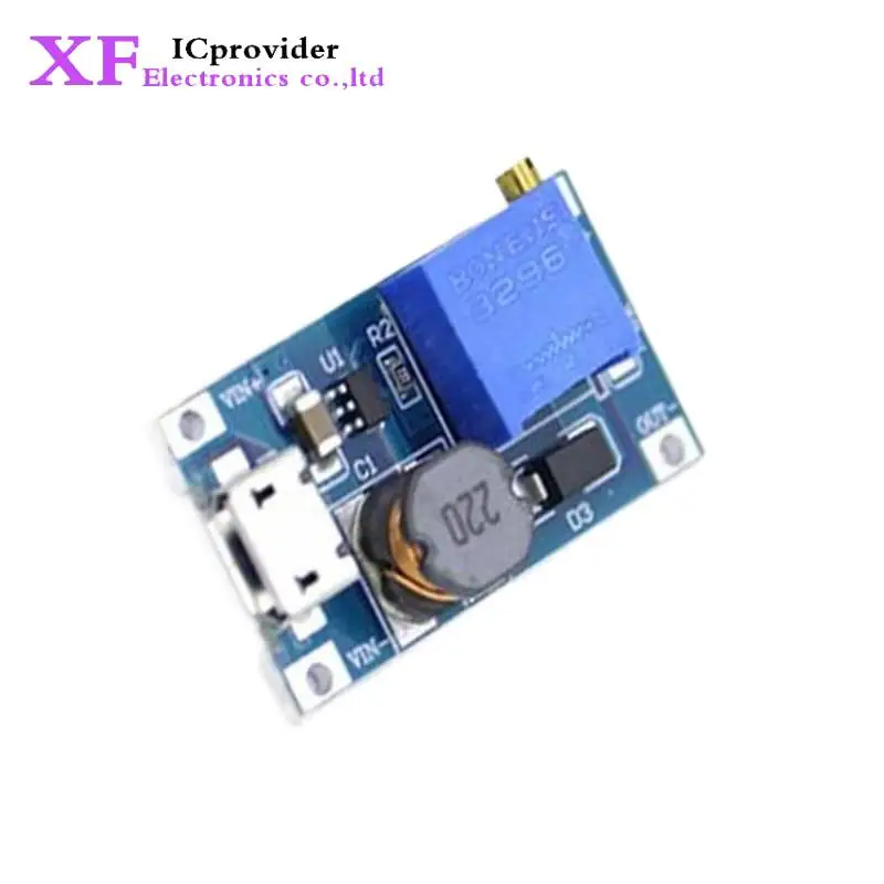 1pcs MT3608 DC-DC Adjustable Boost Module 2A Boost Plate Step Up Module with MRO USB 2V-24V to 5V 9V 12V 28V