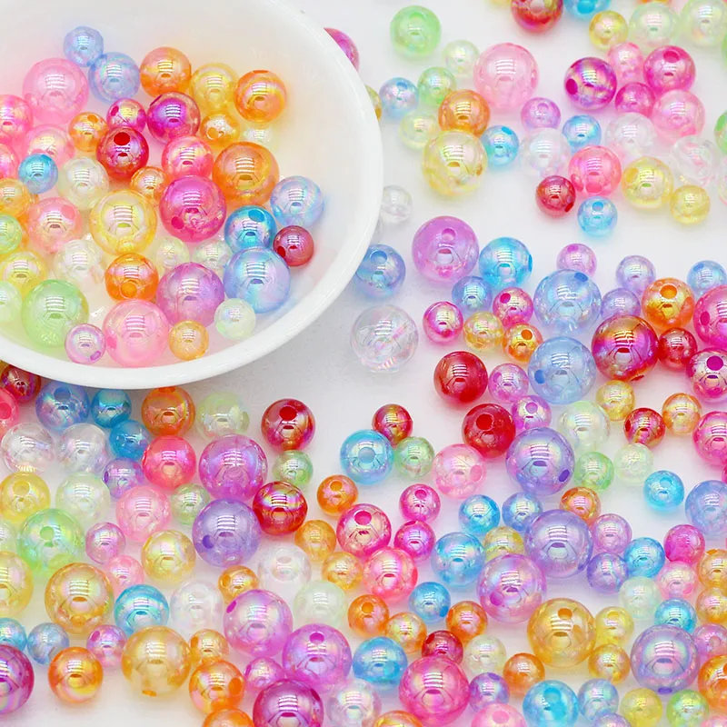 50-200pcs 6/8/10mm ABS Plastic Mixed AB Color Round Loose Spacer Beads For Jewelry Making Bracelets Necklaces DIY Accessories