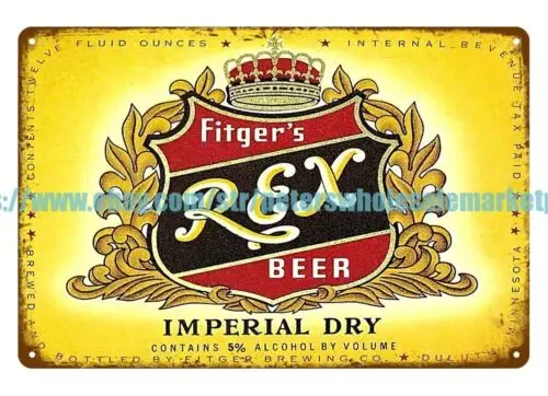 1950s Fitger Brewing Co FITGER'S REX BEER IMPERIAL DRY tin sign house decoration