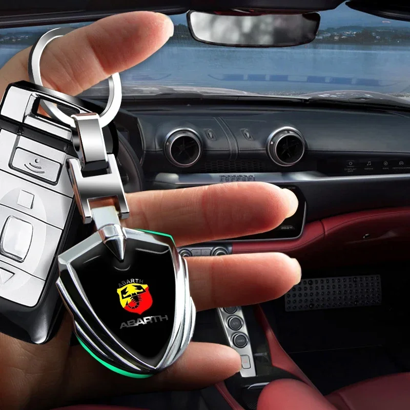 Car Logo Stying 3D Metal Key Rings Shield Shaped Keychain For Abarth Nissan Skoda Peugeot Citroen LEXUS Infiniti Dacia Tesla - view 2