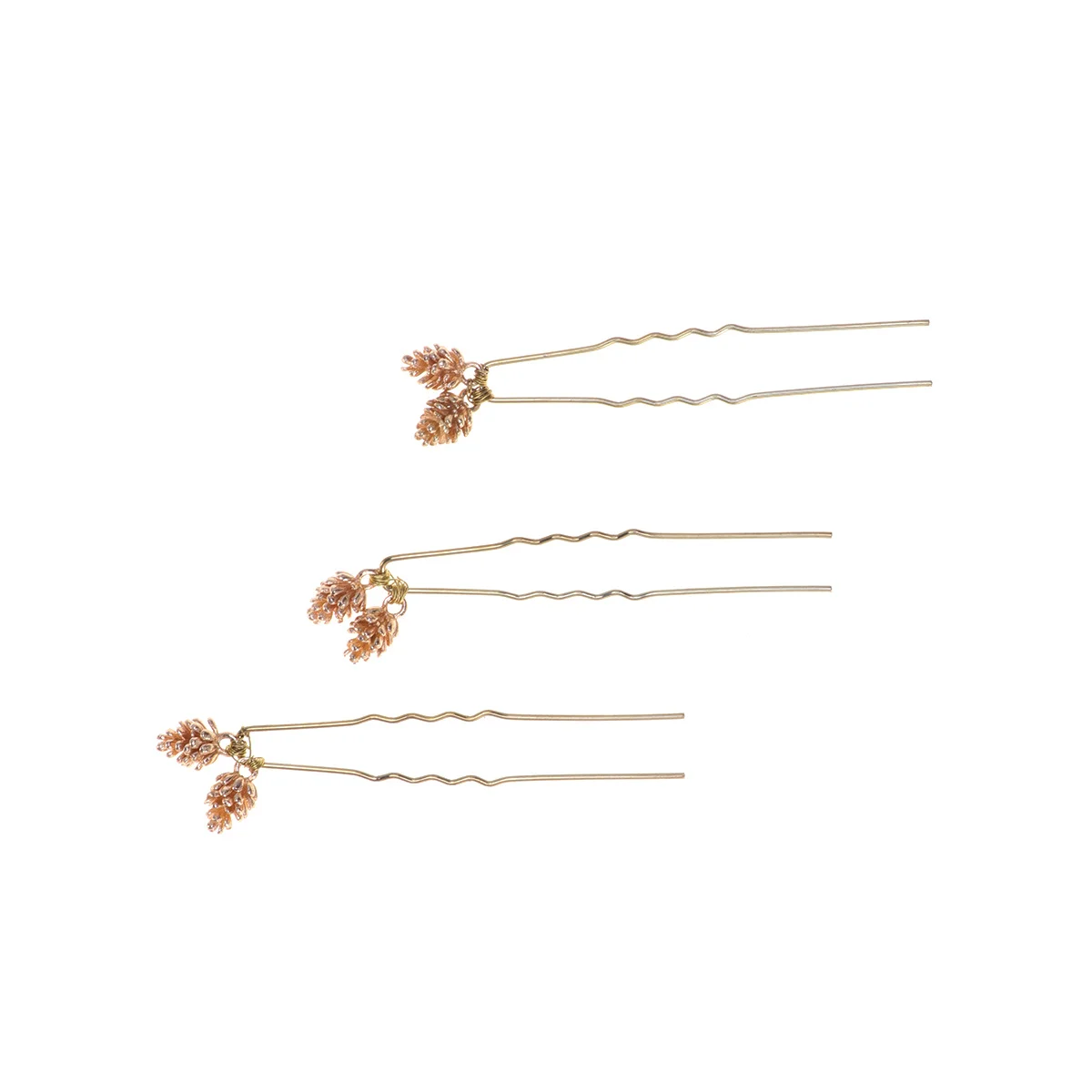 3Pcs Alloy Pine Cone Bridal Hairpins Decorative Hair Forks Simple Hair Accessories for Women Wedding Jewelry Party
