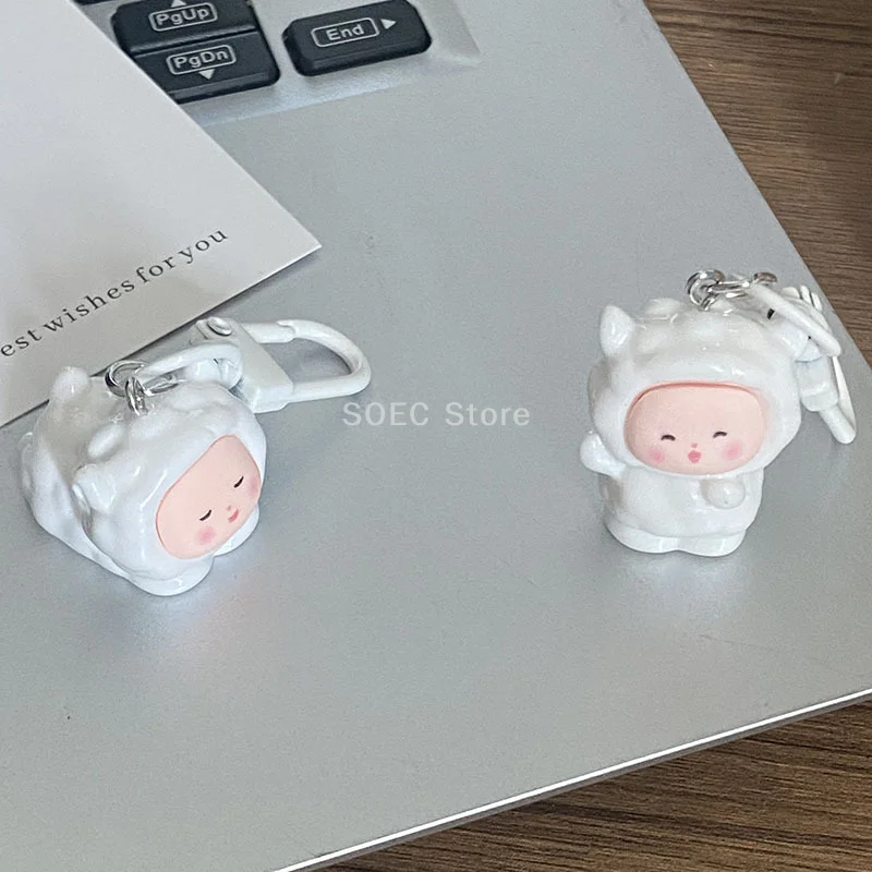 Cartoon Sheep Key Chain Cute Lamb Bag Pendant Keychain Kawaii Animal Key Fob Car Key Holder Accessories