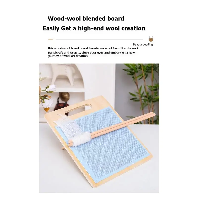 ABZS Wool Blending Board 2 Dowel Rods Wooden Backing Yarn Board For Easy Drafting& Rollag Removal