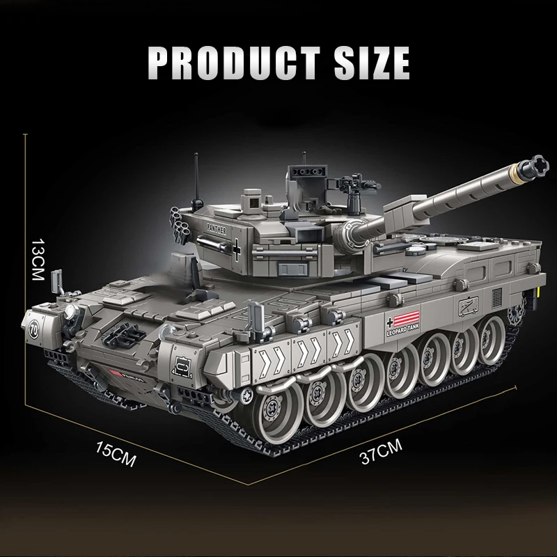 PLS632003 1818Pcs Bricks 1/1 Leopard 2A4 Tank Model Building Blocks/Military Main Battle Panzer Vehicle Model/Toys Gift For Boys