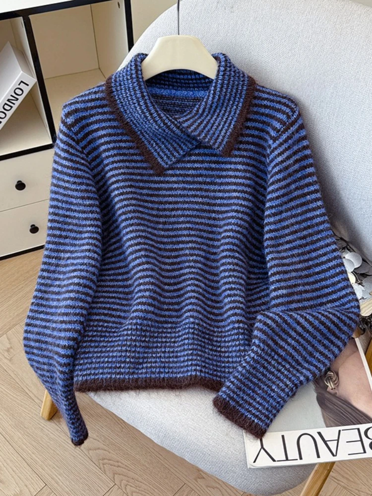 

REALEFT осень-зима толстый отложной воротник женские вязаные свитера с длинным рукавом корейские повседневные свободные пуловеры женский свитер