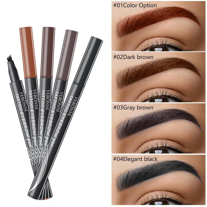 4 Point Eyebrow Pencil Waterproof Liquid Eyebrow Pen Makeup Long Lasting Cosmetic Microblade Brow Pencil