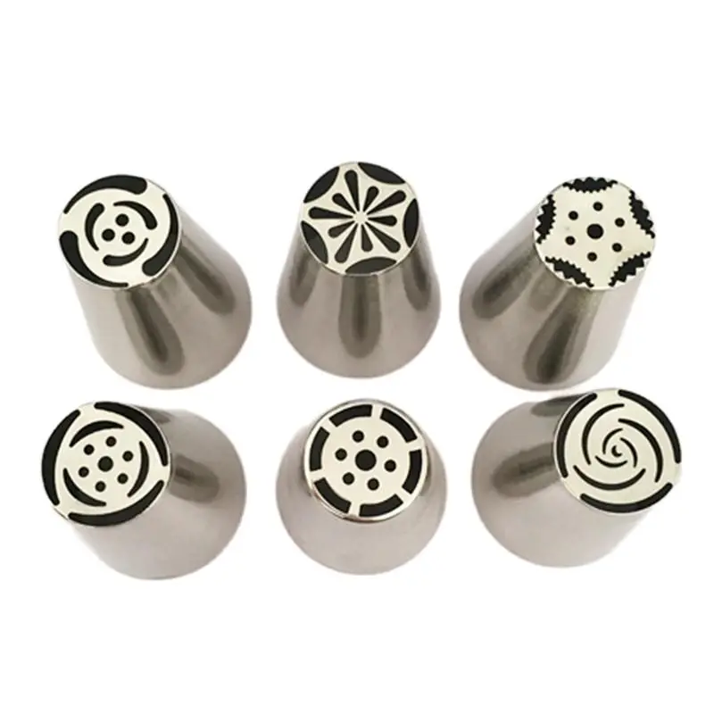 6 Styles  Russian Tulip Stainless Steel Icing Piping Nozzles Pastry Decorating Tips Cake Cupcake Decorator D964