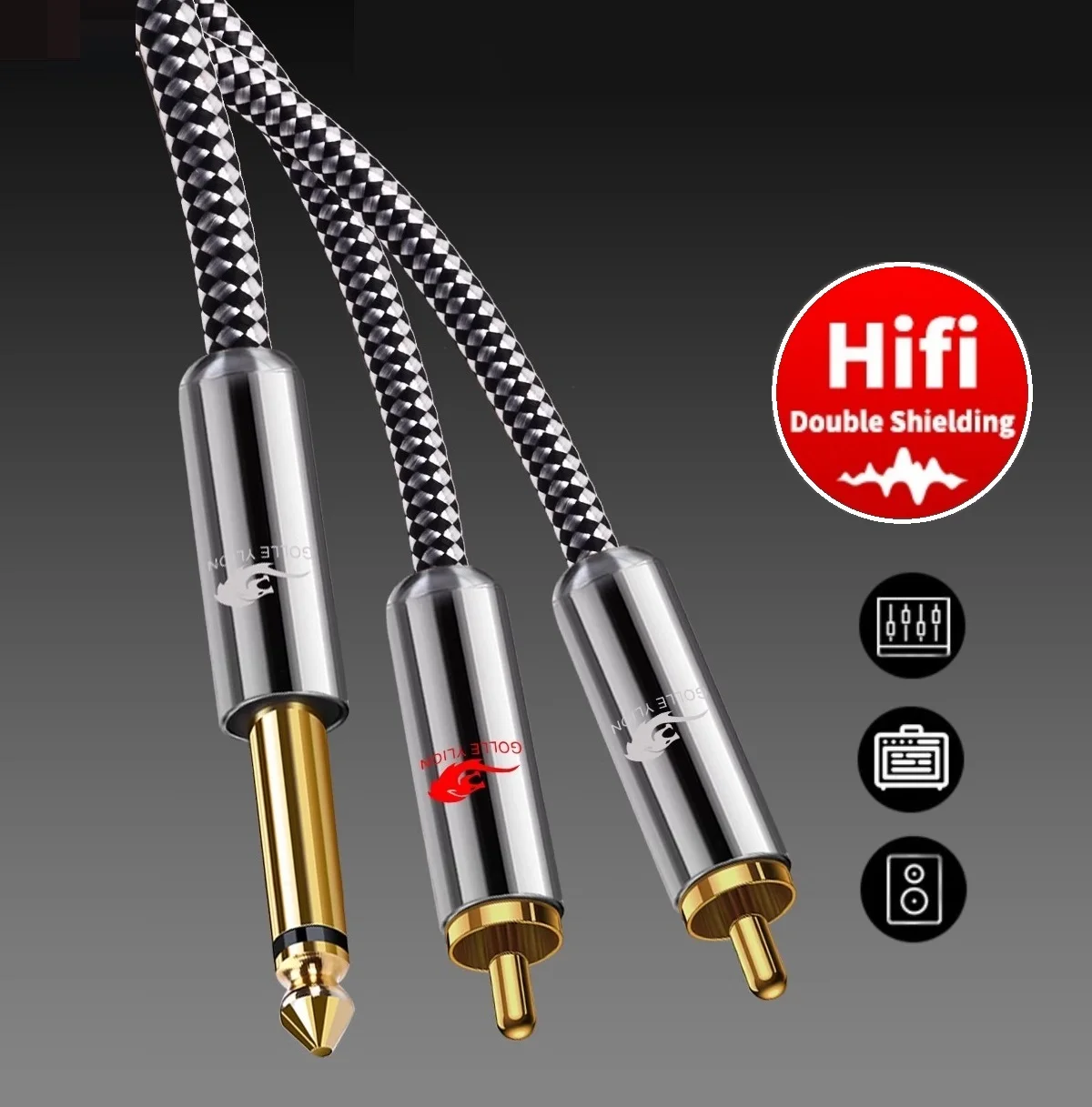 1/4 ''TS моно 6,35 мм-2 RCA штекер аудиокабель микшер консоль усилитель домашний кинотеатр электрогитара органные инструменты шнуры