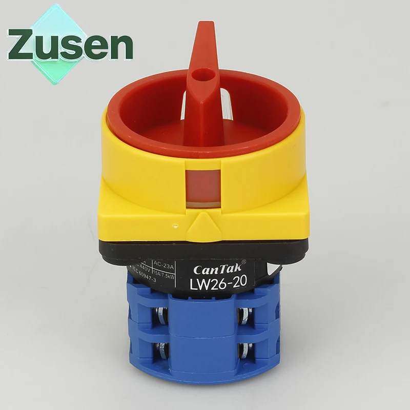 Zusen Cam Switch LW26GS-20/04-1 690V 20A Universal Lock Rotary 4 Poles 8 Terminals OFF-ON 2 Position