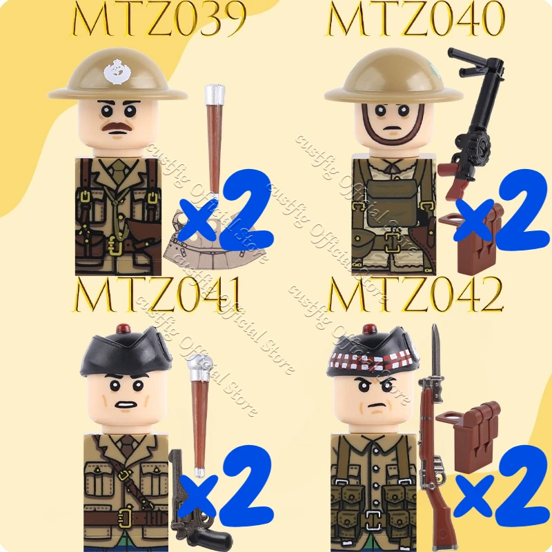 MOC Polnische Heersoldaten-Figuren Bausteine Erster Weltkrieg Britischer Militär-Infanterieoffizier Kavallerie Gewehrhelm Bausteine Jungen Spielzeug Geschenk – Detail 2