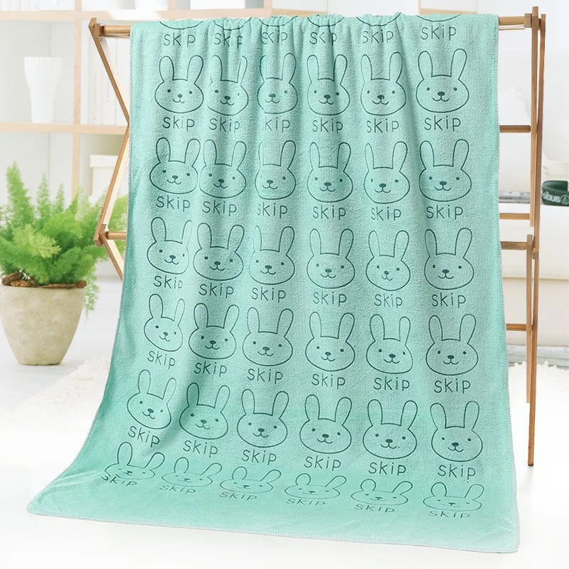 Toalla de baño de playa de gimnasio 100% algodón transpirable con estampado de hueso de dibujos animados absorbente suave de fibra ultrafina