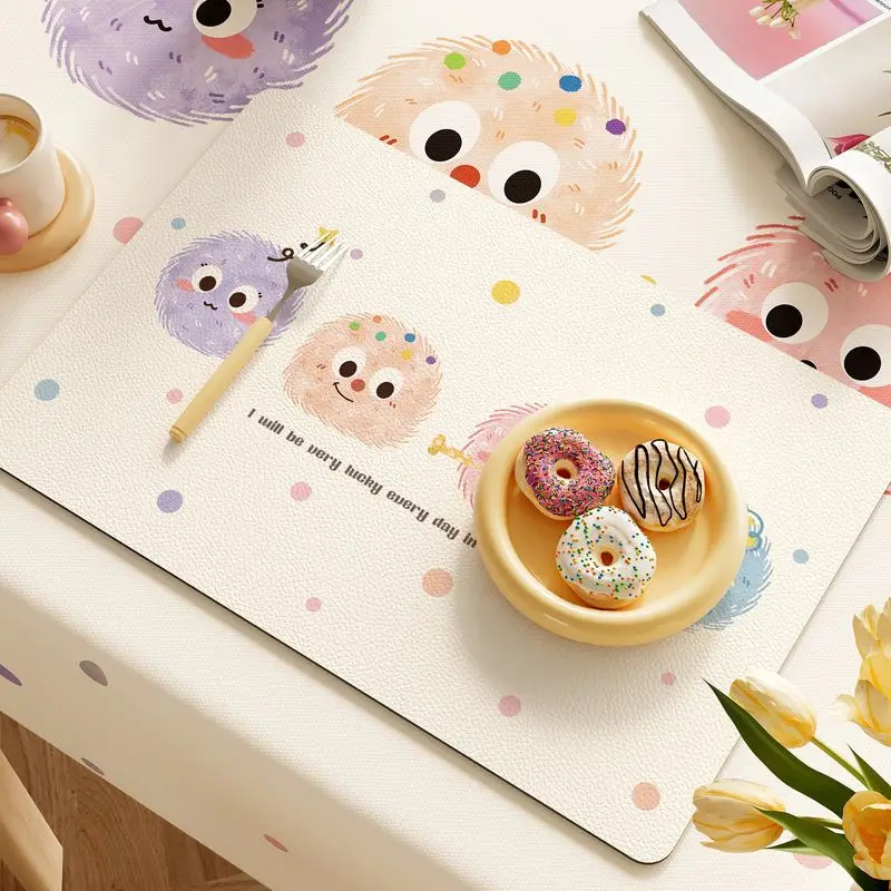Cartoon Monster Tableware Drain Mat Fun Sayings Absorbent Quick-Dry Non-Slip Sink Countertop Mat Kitchen Home Decor Funny Mat