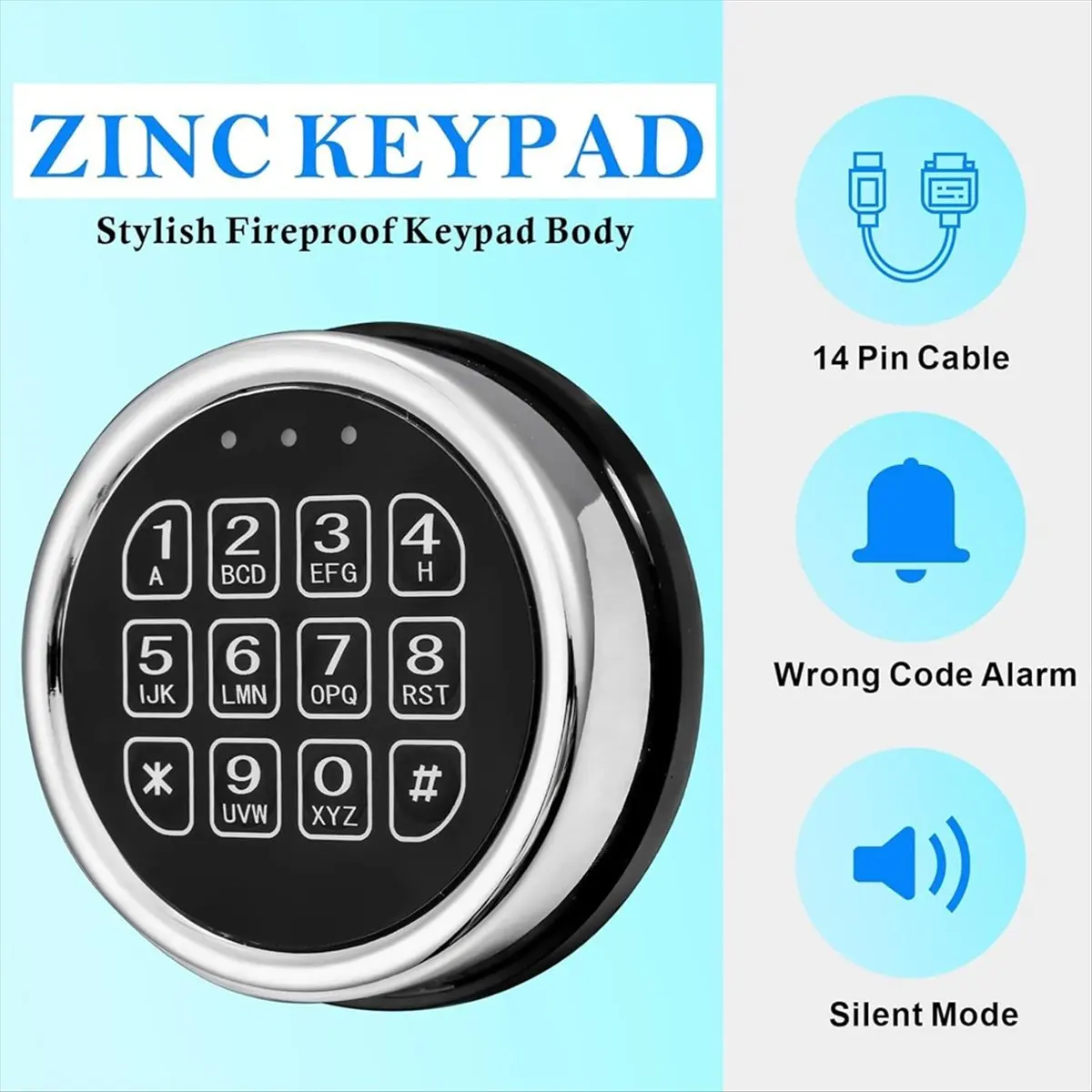 X16A Hot Safe Lock Replacement, Zinc Alloy Keypad Lock with Solenoid Access,14 Ribbon Cable Motherboard & Reset Button Lock Set