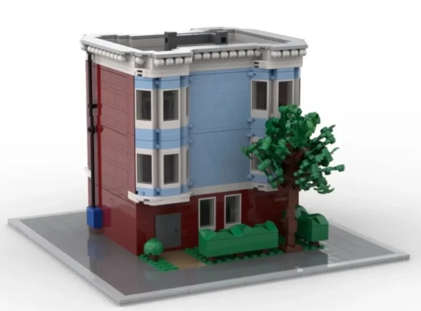 MOC Kreatywny model ulicy z klocków, architektura, DIY, edukacyjny model do składania, zabawka