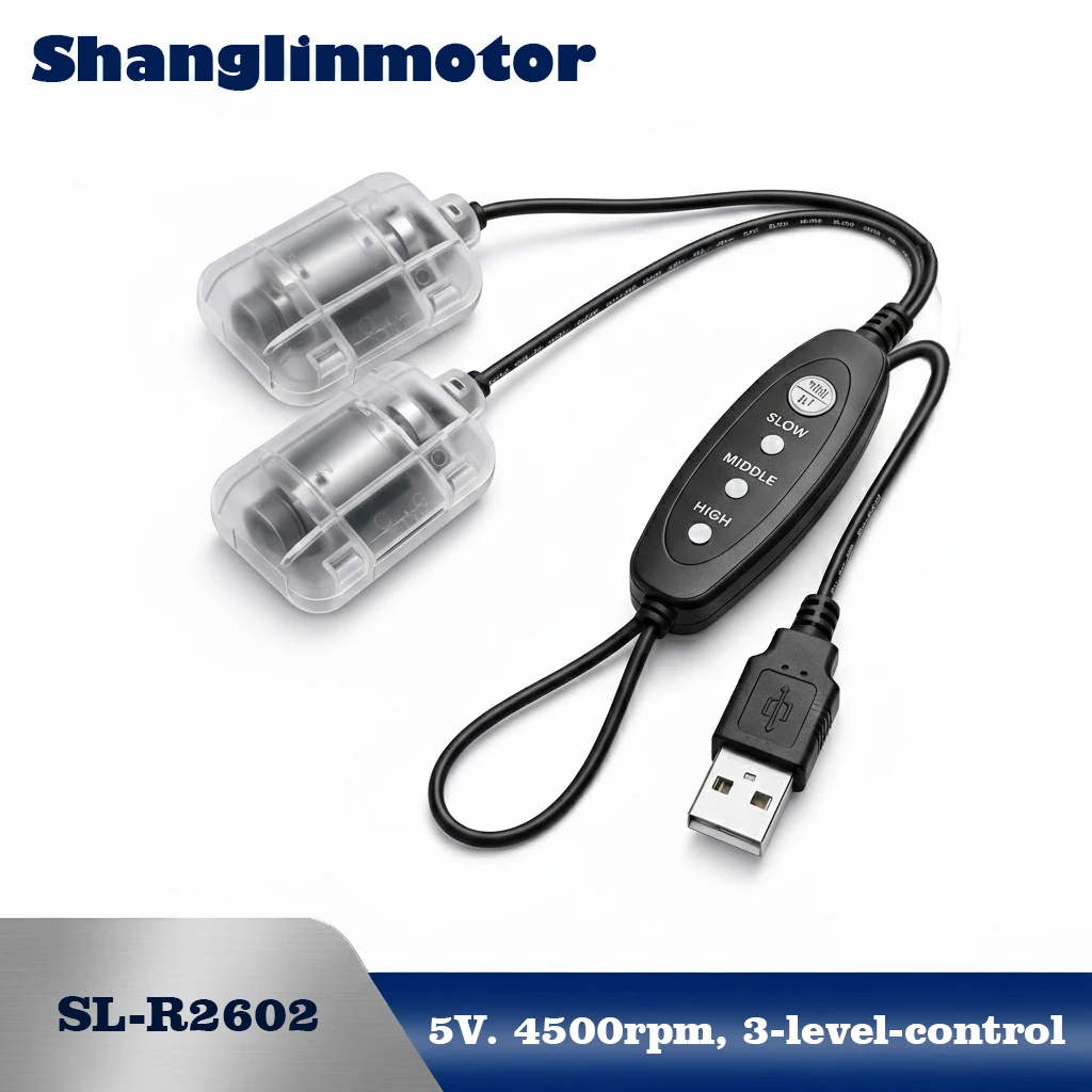 Image of 5V USB Dual-Vibrationsmotor-Kit mit 3-stufig einstellbarem externen Controller für Massagekissen, Taillenkissen und Frosch-/Eidechsenfutterspender