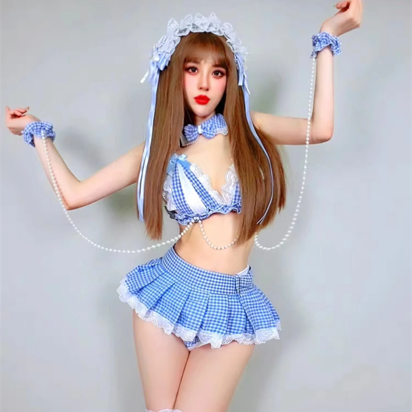 

Милое платье горничной в стиле каваи в стиле Лолиты, женское сексуальное женское белье, фартук для зрелой одежды, униформа с галстуком-бабочкой, милая униформа, комплект юбки