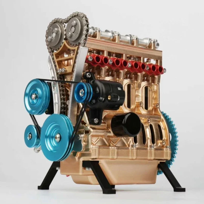 All-metal assembly model assembly toy ornament electric car four-cylinder engine