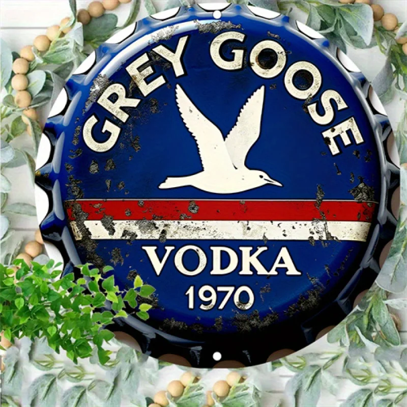 Vintage 1970 Grey Goose Vodka Metal Sign, 2D Flat Printed Retro Wall Decor for Home Bar Cafe Kitchen