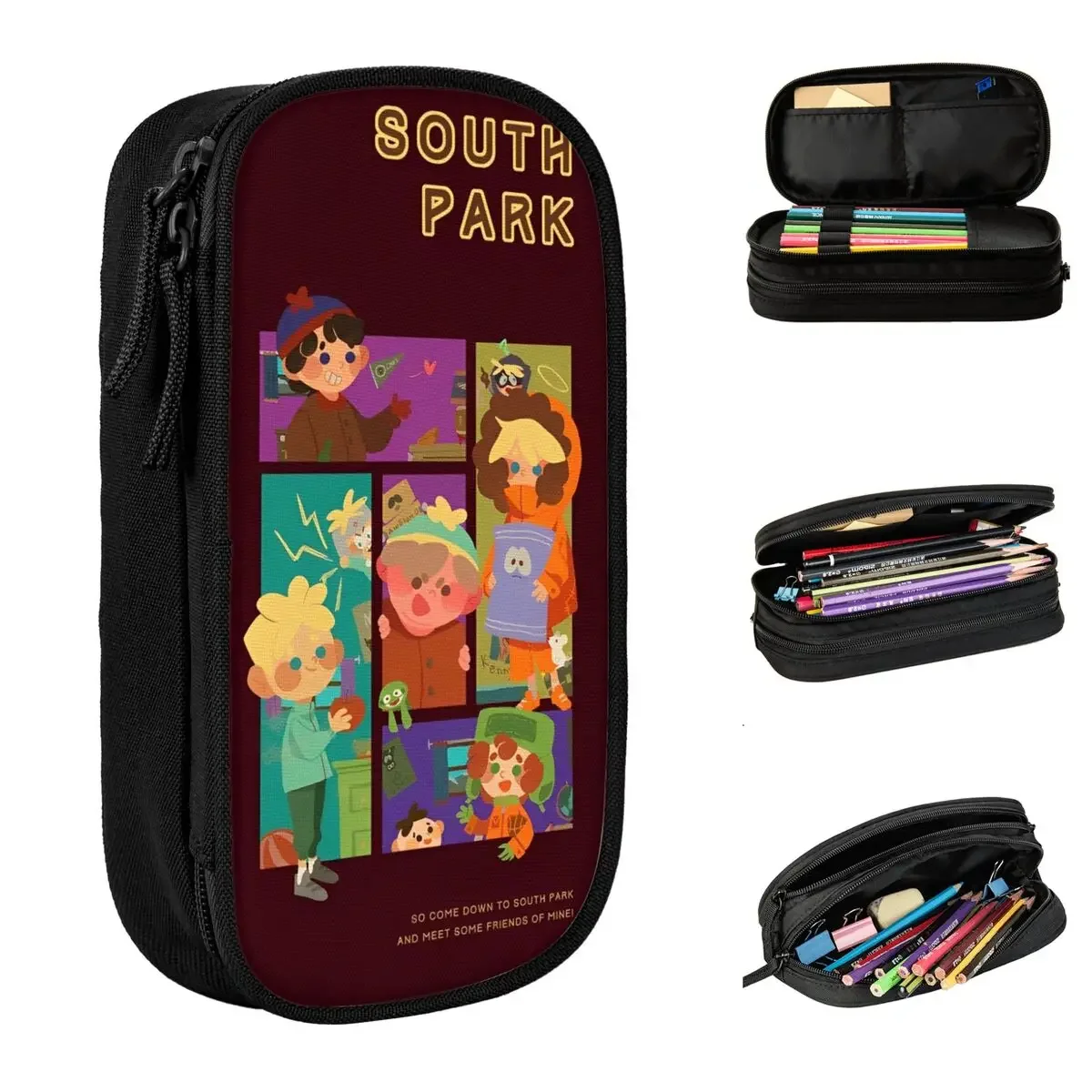 Southes Parks Cartoon RPG Game Pencil Cases Cute Funny Pen Bag Student Large Storage School Supplies Cosmetic Pencil Box