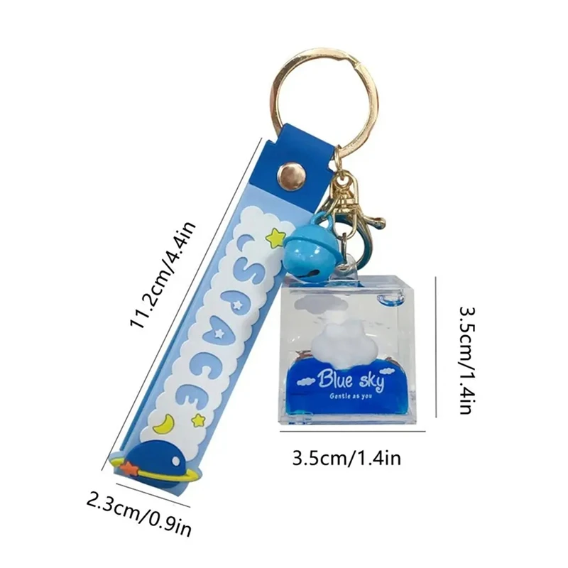 2025 New Liquid Floating Keychain Acrylic Square Floating Liquid Clouds Keychains Keychain Toys Backpack Accessory For Girls