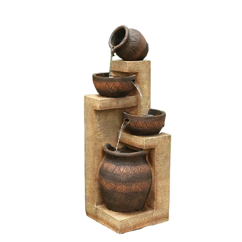 CX European ceramic pot floor rockery flowing water, ornament feng shui wheel lucky home jewelry ornament