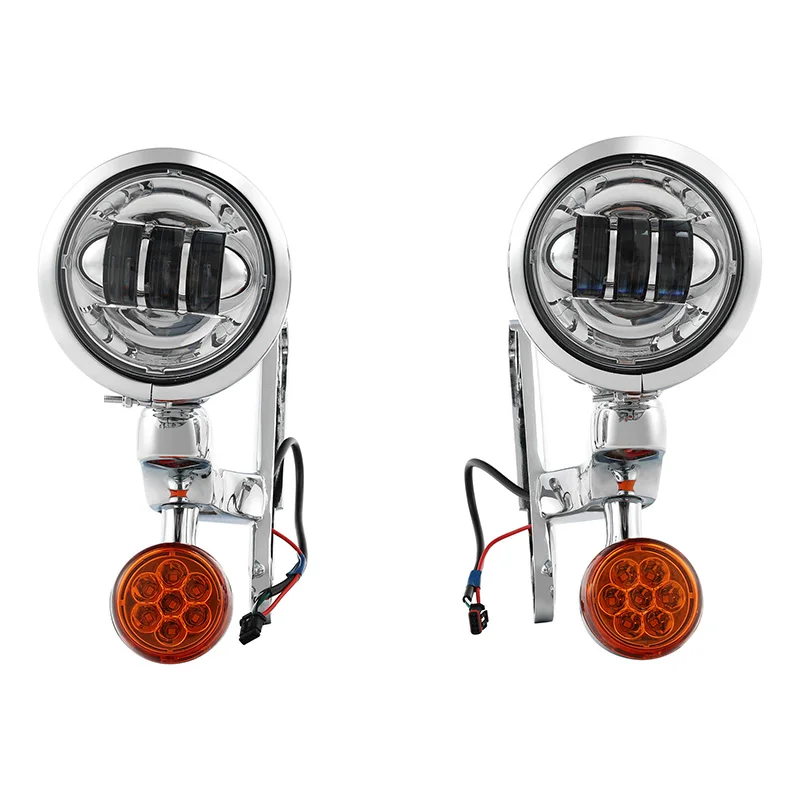 Motorfiets 4.5 "LED Mistlamp Passeren Extra Lamp & Behuizing Emmer Voor Harley Touring Electra Glide Road King FLHX 1994-2024 - afbeelding 1