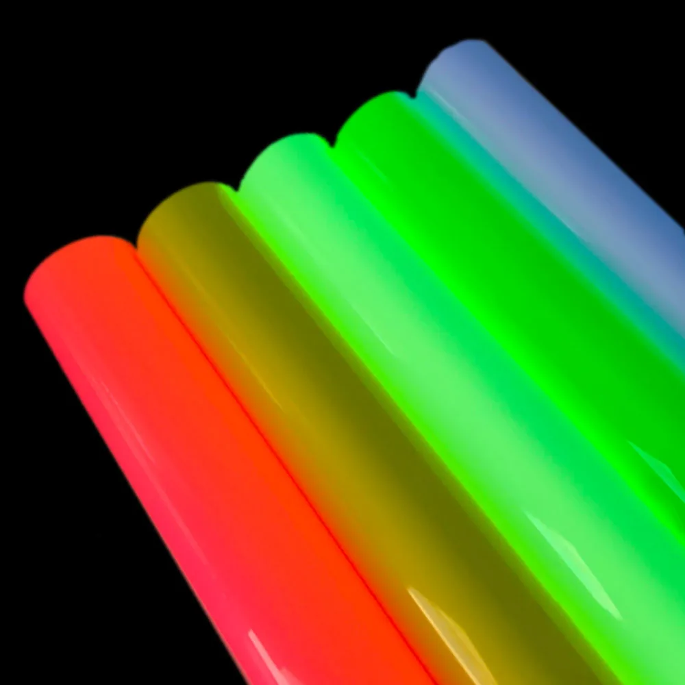 Glow in Dark HTV Vinyl Sheet 5 Color Multi-Size DIY Heat Transfer Film for T-shirts/Bags/Rave Party Cosplay Fashion DIY Projects