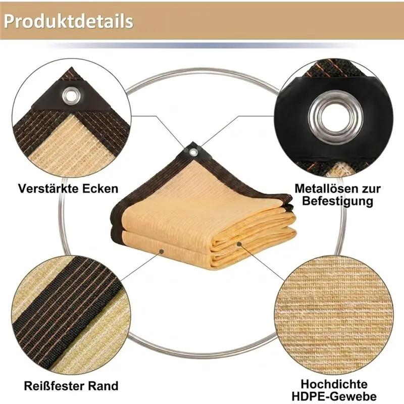 TKOH-Shade Net 2X 3 Meter, Certified 95% Shade Value, Privacy Net With Eyelets And Carabiners For Greenhouse Garden Patio