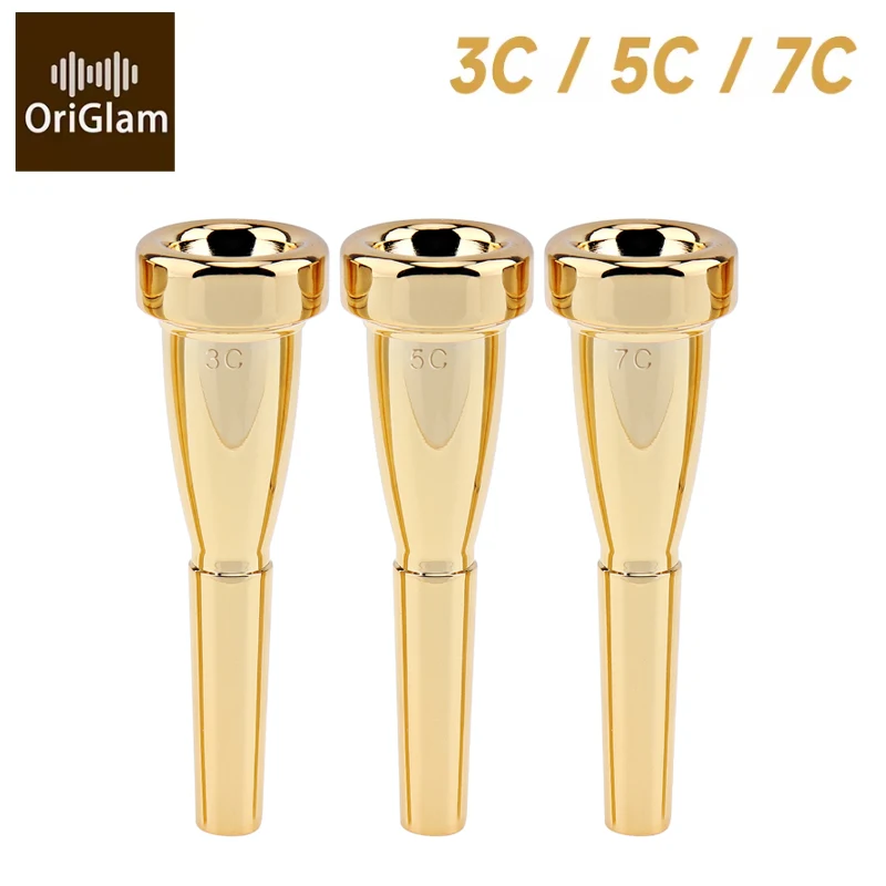 

3C 5C 7C Gold Plated Metal Trumpet Mouthpiece Professional Bullet Shape Mouth pieces for Yamaha Bach Conn and King Trumpet