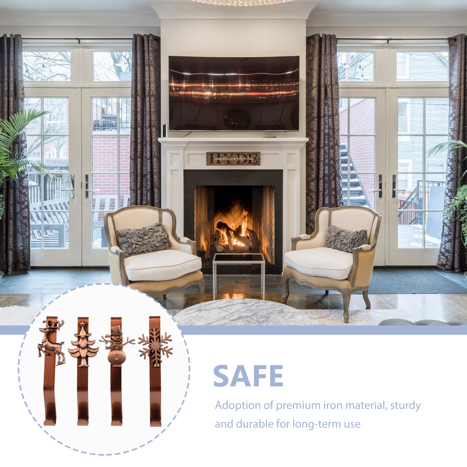 

Garland Stocking Hanger Fireplace Hooks for Hangers Mantle Christmas Decoration