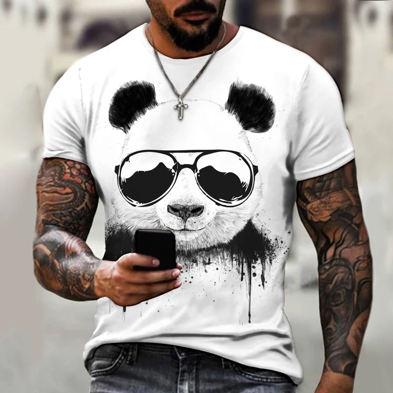 Funny Panda T-Shirts Animal 3D Print Streetwear Men Women Casual Fashion Oversized Short Sleeve T Shirt Kids Tees Tops Clothing