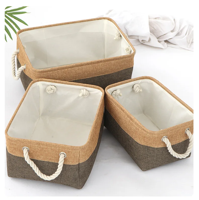 Cotton and Linen Foldable Storage Basket for Sorting and Organizing Miscellaneous Items Storage Baskets Woven Basket