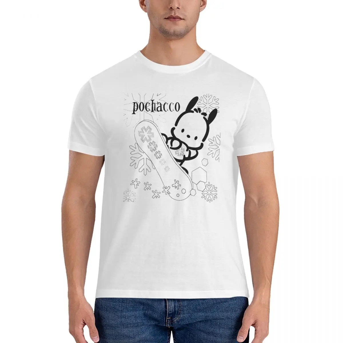 Unique Sanrio Cartoon Character T-Shirt Men O Neck 100% Cotton T Shirt Pochacco Short Sleeve Tees Summer Clothing