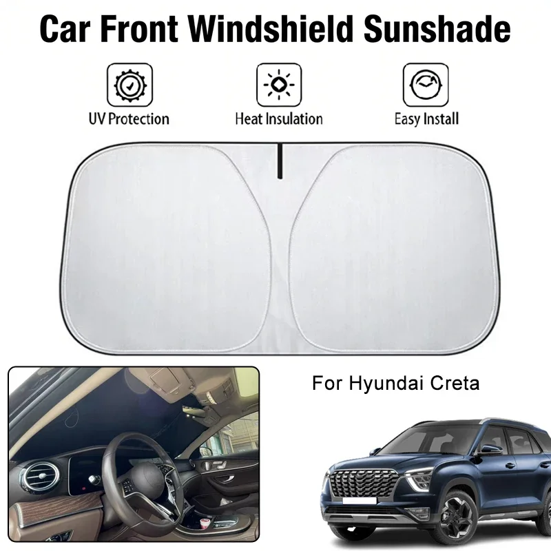 

Foldable Car Windshield Sun Shade UV Block Heat Insulation For Hyundai Creta Interior Protection Accessories