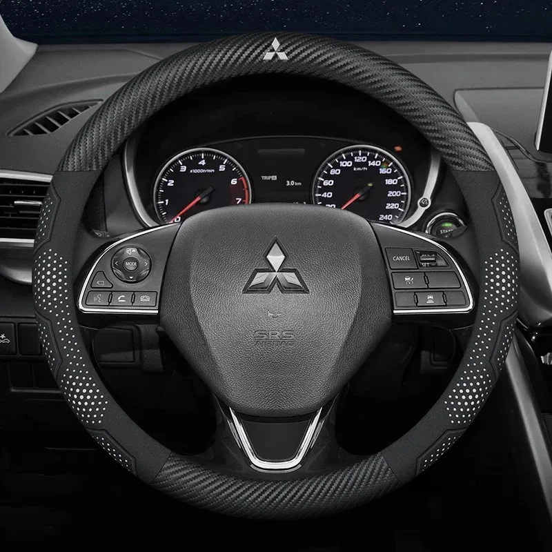 

Car Suede Carbon fiber Leather Steering Wheel Cover For Mitsubishi Outlander Pajero Asx Lancer EX Evolution L200 Triton RALLIART